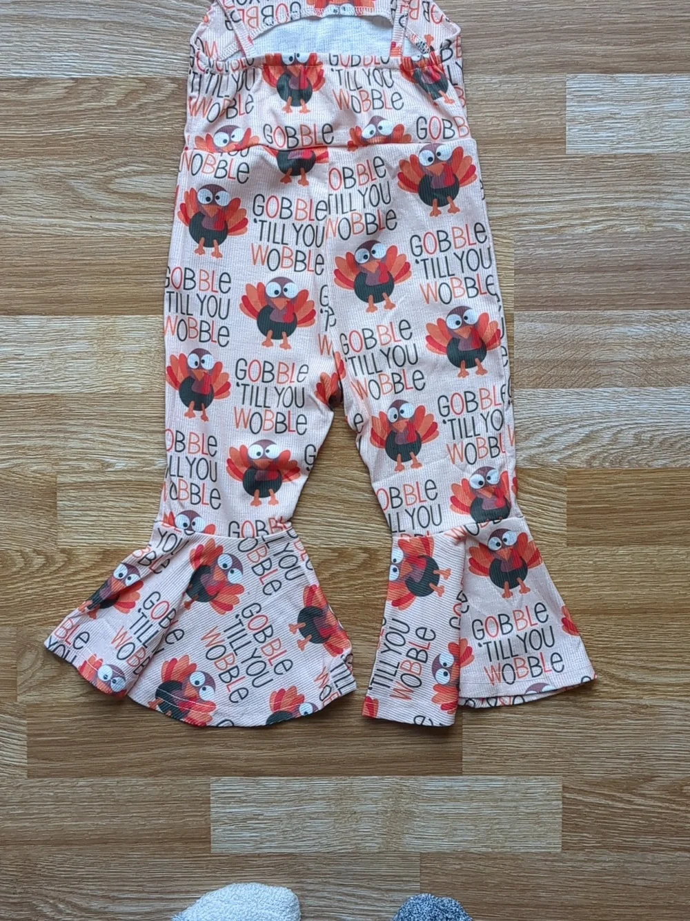 Girls Toddler Thanksgiving Gobble Till You Wobble Turkey Ruffle Romper, Size 2